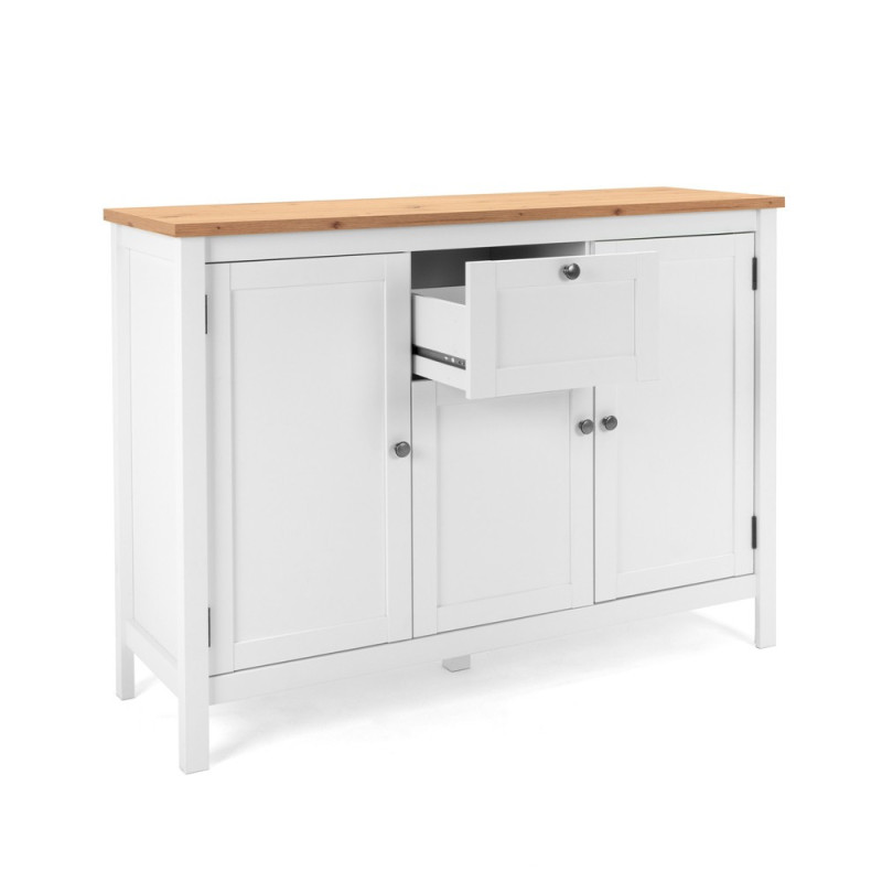Madia Bergen57 con 3 ante e 1 cassetto bianco e top artisan oak