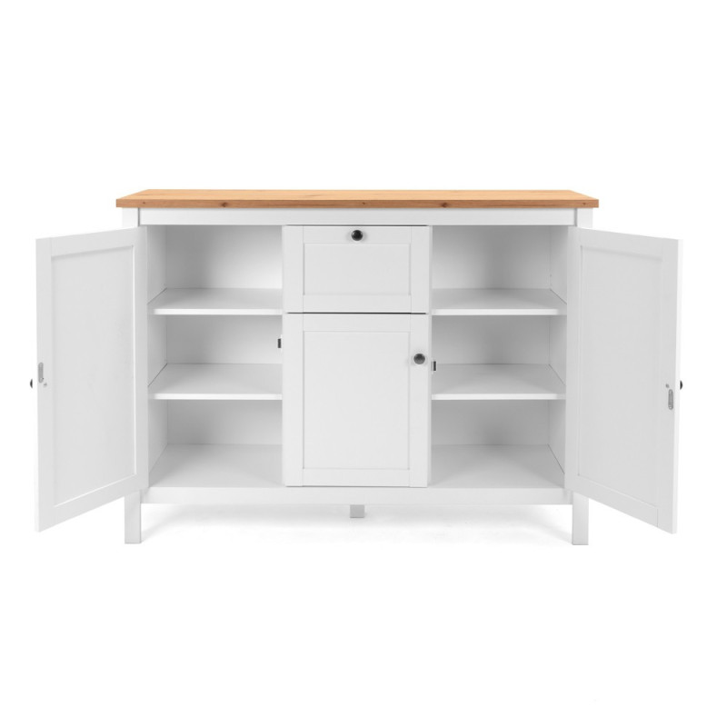 Madia Bergen57 con 3 ante e 1 cassetto bianco e top artisan oak