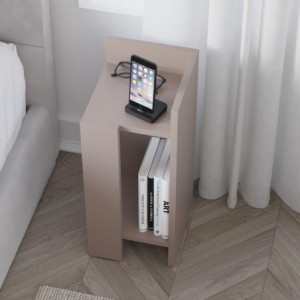 Zoom Tavolino comodino di design Elos 27x25x60h colore tortora destro