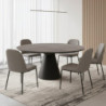 Tavolo allungabile Yandan con piano effetto marmo brown lucido con gamba nera