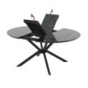 Tavolo allungabile Dobok con allunga 34 cm con piano effetto marmo nero con dettagli oro lucido e gambe in metallo nero