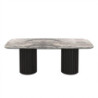 Tavolo fisso Oslo con piano effetto marmo nero arabesque e struttura in legno nero