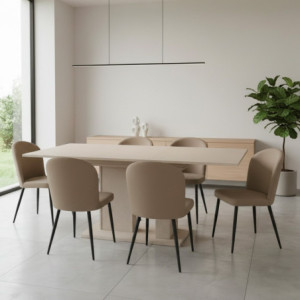 Zoom Tavolo allungabile Sone con allunga centrale colore cashmere
