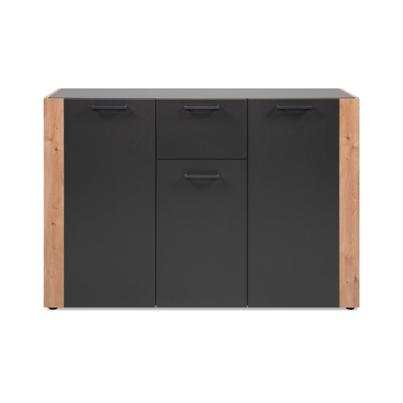 Madia Cento 01B con 3 ante e 1 cassetto colore antracite e laterali legno rovere artisan