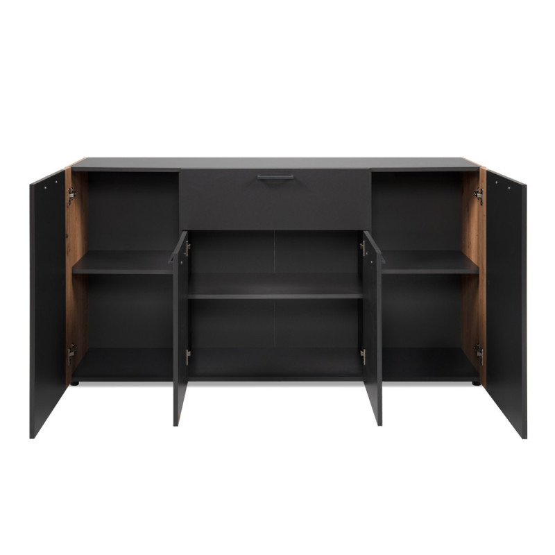Madia Cento 51A con 4 ante e 1 cassetto colore antracite e laterali legno rovere artisan