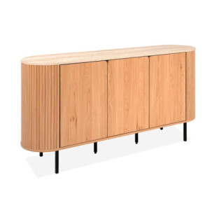 Zoom Madia Fabia 51A con 3 ante colore rovere e top effetto travertino