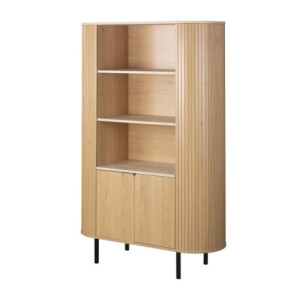 Zoom Credenza Fabia 53A 2 ante colore rovere e 3 vani a giorno con ripiani effetto travertino