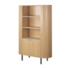 Credenza Fabia 53A 2 ante colore rovere e 3 vani a giorno con ripiani effetto travertino