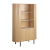 Credenza Fabia 53A 2 ante colore rovere e 3 vani a giorno con ripiani effetto travertino