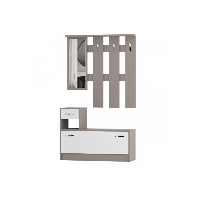 Mobile ingresso Rudolf con specchio colore tortora e bianco