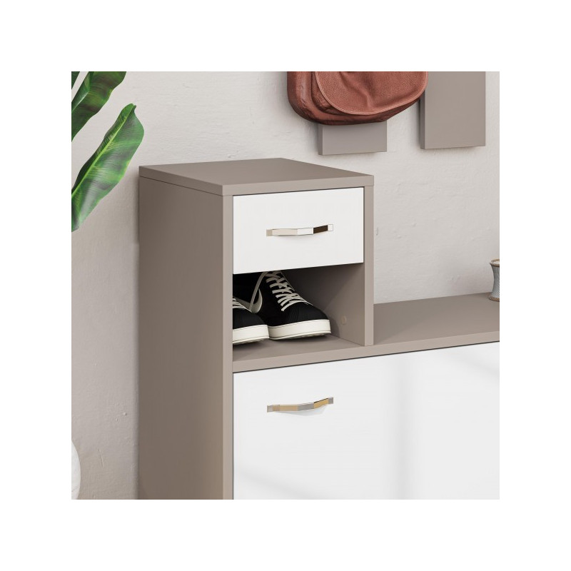 Mobile ingresso Rudolf con specchio colore tortora e bianco