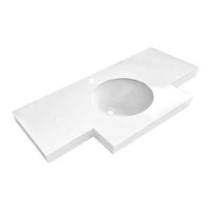 Zoom Lavabo da incasso YJ12250 top in pietra sinterizzata e lavabo in ceramica bianco lucido