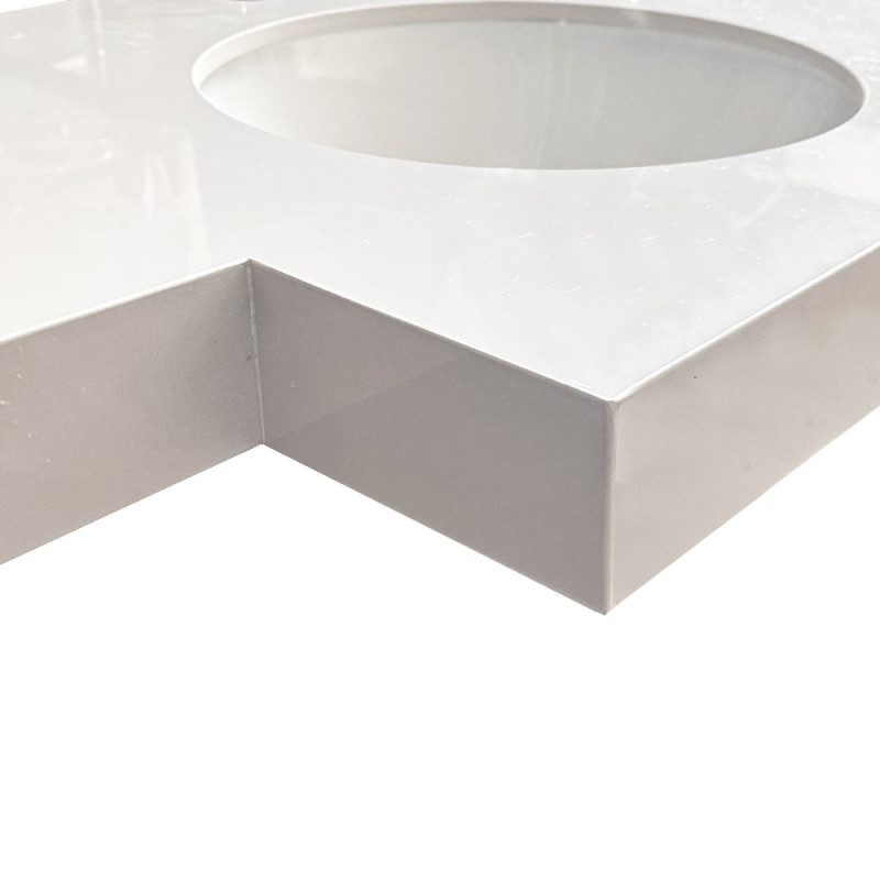 Lavabo da incasso YJ12250 top in pietra sinterizzata e lavabo in ceramica bianco lucido