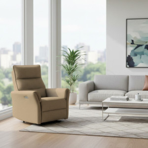 Zoom Poltrona relax Softwave recliner elettrico in tessuto G270 camel