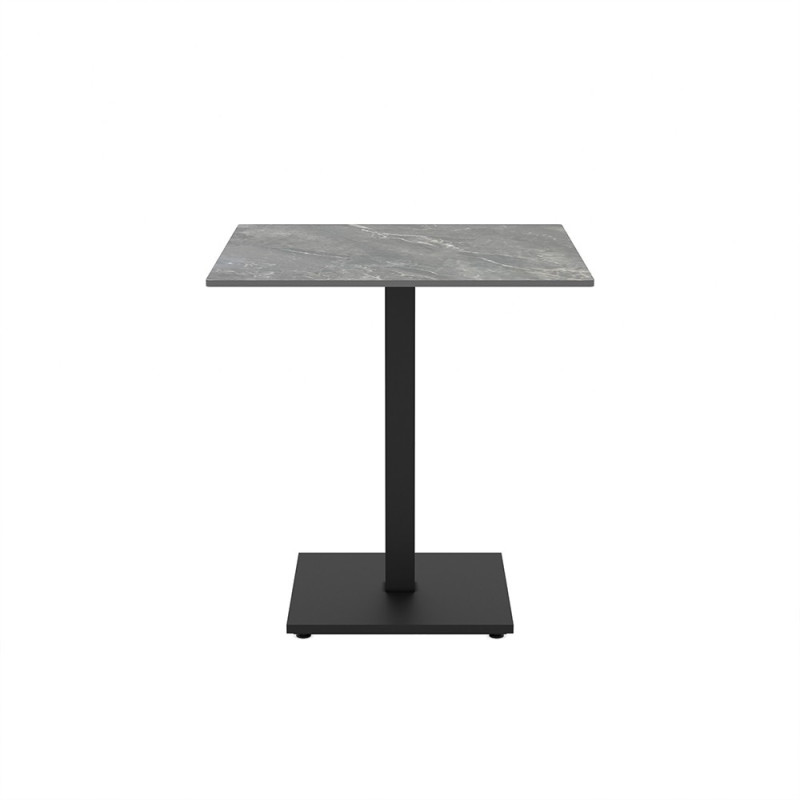 Set 2 tavoli Elora 70x70 con piano in ceramica effetto marmo grigio e gambe nere