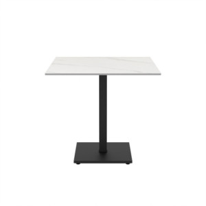 Zoom Set 2 tavoli Elora 80x80 con piano in ceramica effetto marmo bianco calacatta e gambe nere
