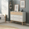 Cassettiera Estefania in legno con 2 cassetti bianchi e 2 cassettini pino
