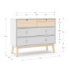 Cassettiera Estefania in legno con 2 cassetti bianchi e 2 cassettini pino