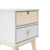 Comodino Estefania in legno con 2 cassetti colore bianco e pino