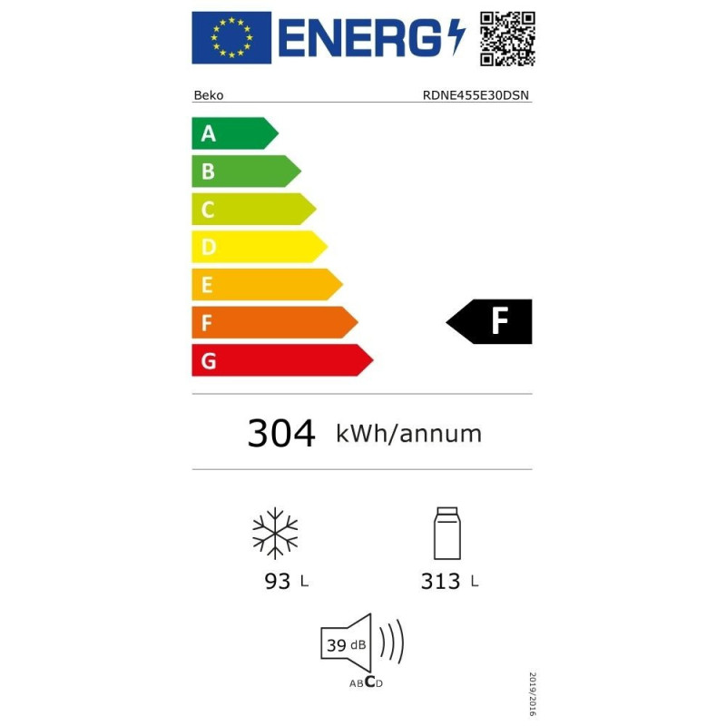 Frigorifero Beko doppia porta RDNE455E30DSN total no frost inox classe F