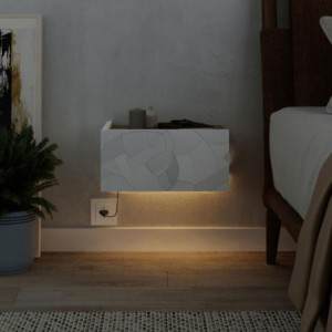 Zoom Comodino sospeso Onda colore bianco e cashmere con luci integrate