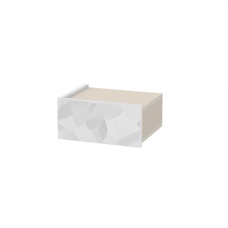Comodino sospeso Onda colore bianco e cashmere con luci integrate