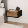 Comodino sospeso Eco in colore nero e rovere oud