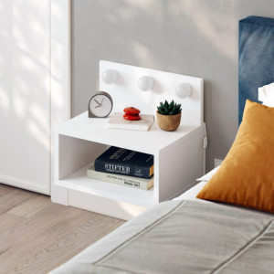 Zoom Comodino sospeso Treo con luci integrate colore bianco