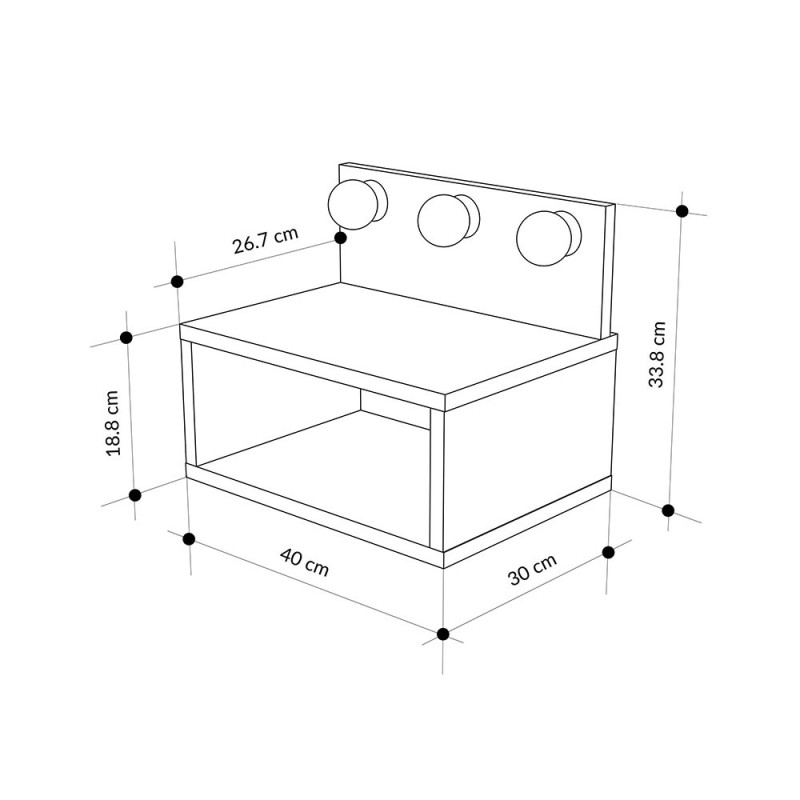 Comodino sospeso Treo con luci integrate colore antracite