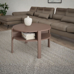 Tavolino da salotto Aura rotondo con ripiano colore terracotta