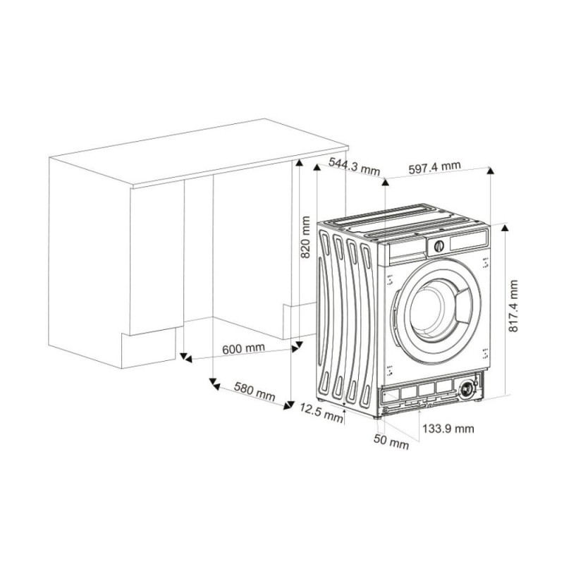 Lavatrice da incasso Daewoo WMIC84XWB1IT 1400 giri 8 kg. bianco classe B