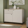 Madia Unit 2 ante e 1 cassetto cannettato L 103.1 x P 41.9 x H 79 cm. colore cashmere con top rovere