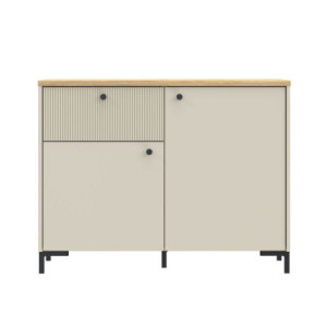Zoom Madia Unit 2 ante e 1 cassetto cannettato L 103.1 x P 41.9 x H 79 cm. colore cashmere con top rovere