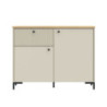 Madia Unit 2 ante e 1 cassetto cannettato L 103.1 x P 41.9 x H 79 cm. colore cashmere con top rovere