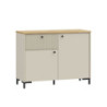 Madia Unit 2 ante e 1 cassetto cannettato L 103.1 x P 41.9 x H 79 cm. colore cashmere con top rovere