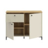 Madia Unit 2 ante e 1 cassetto cannettato L 103.1 x P 41.9 x H 79 cm. colore cashmere con top rovere