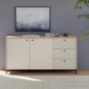 Madia Unit 2 ante e 3 cassetti cannettato L 152.80 x P 41.9 x H 79 cm. colore cashmere con top rovere