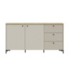 Madia Unit 2 ante e 3 cassetti cannettato L 152.80 x P 41.9 x H 79 cm. colore cashmere con top rovere