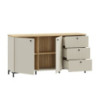 Madia Unit 2 ante e 3 cassetti cannettato L 152.80 x P 41.9 x H 79 cm. colore cashmere con top rovere