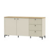 Madia Unit 2 ante e 3 cassetti cannettato L 152.80 x P 41.9 x H 79 cm. colore cashmere con top rovere
