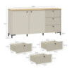 Madia Unit 2 ante e 3 cassetti cannettato L 152.80 x P 41.9 x H 79 cm. colore cashmere con top rovere