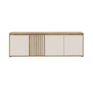 Zoom Porta tv Neutra 4 ante con dettaglio cannettato in rovere e cashmere