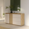 Madia Neutra 3 cassetti e 2 ante con dettaglio cannettato in rovere e cashmere