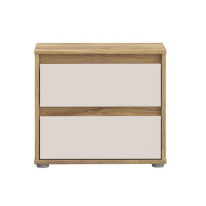 Zoom Comodino Neutra 2 cassetti con struttura rovere e frontali cassetti cashmere
