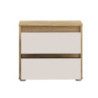 Comodino Neutra 2 cassetti con struttura rovere e frontali cassetti cashmere