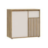Mobile multiuso Neutra 1 cassetto e 2 ante con dettaglio cannettato in rovere e cashmere