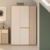 Armadio Neutra con 3 ante con dettaglio cannettato cahsmere e rovere
