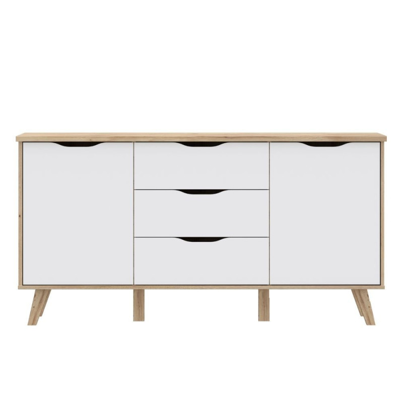 Madia Axis 2 ante e 3 cassetti struttura rovere e frontali bianchi