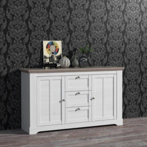 Zoom Madia Forma con 3 cassetti e 2 ante colore rovere neve e piano olmo scuro