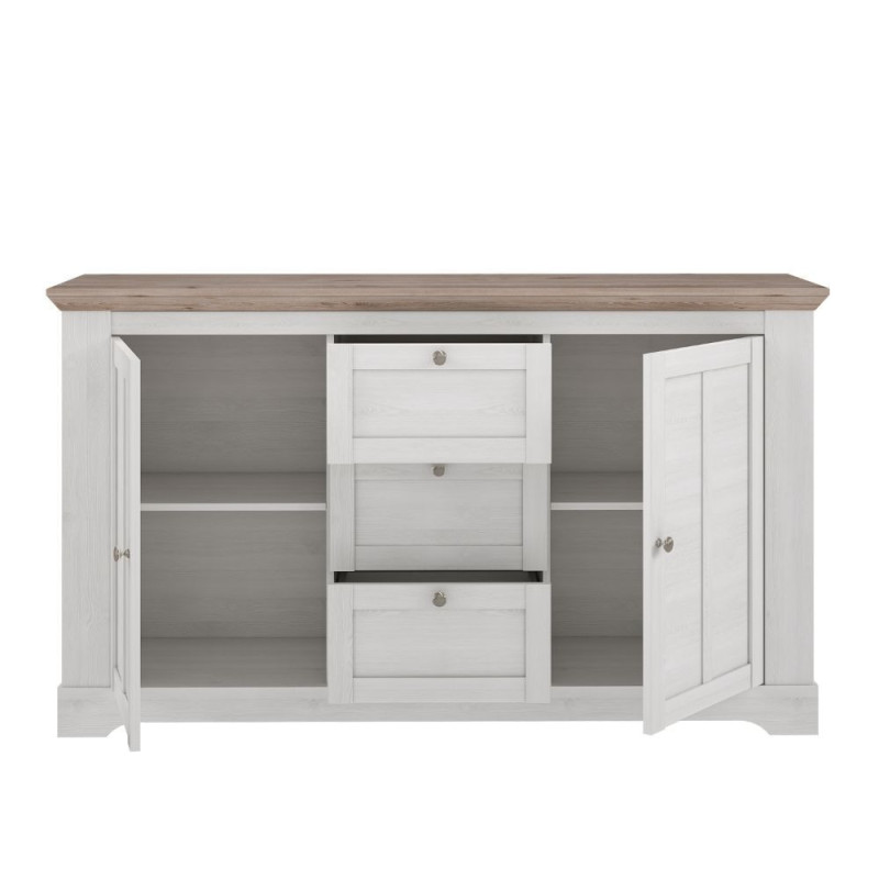 Madia Forma con 3 cassetti e 2 ante colore rovere neve e piano olmo scuro